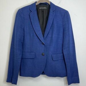 Rag & Bone Blue Cotton Linen Blend Blazer Textured Women’s Size 0 Waist Length